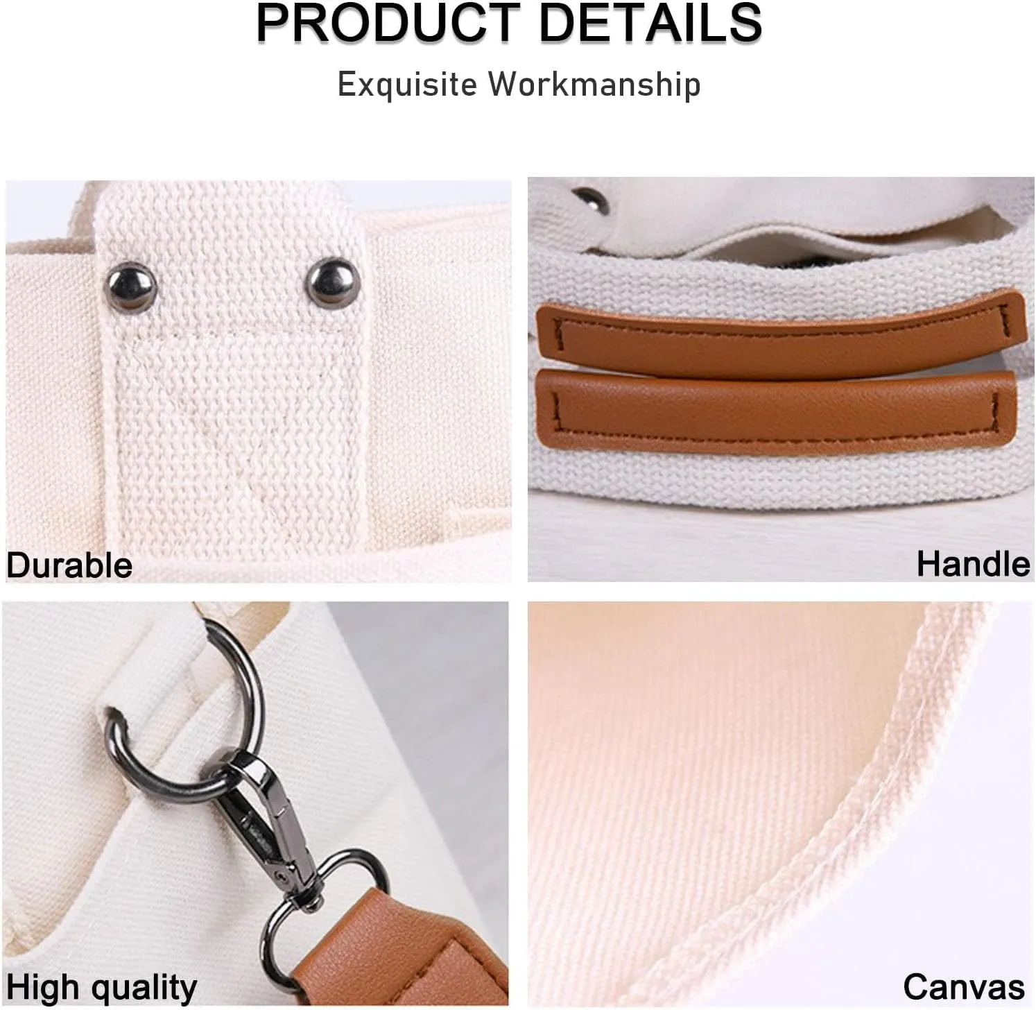 Canvas Tote Bags for Women - Large Shoulder Handbags with Multi-pockets, Satchel Purse for Casual Travel & Work