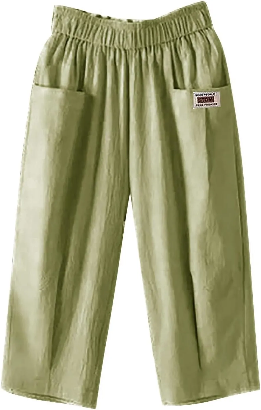 Capris Pants Bermuda Shorts for Women Casual Summer Beach Drawstring Shorts Knee Length Loose Cute Vacation Short