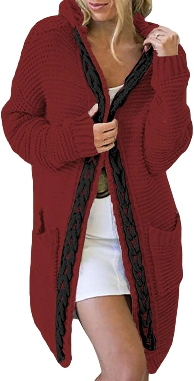 Cardigan Sweaters for Women Plus Size Fall Open Front Chunky Knit Sweater Loose Fit Chunky Knit Outerwear Coat 2024