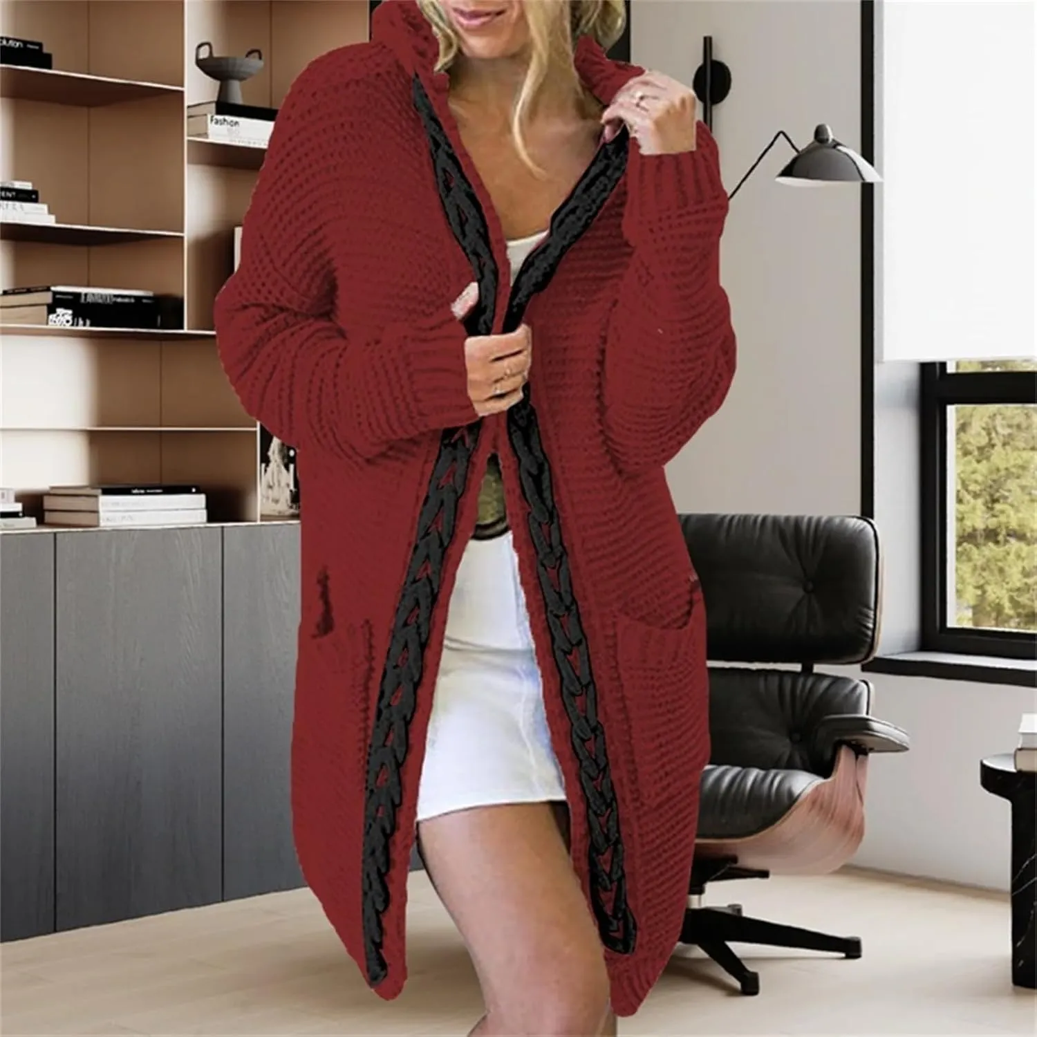 Cardigan Sweaters for Women Plus Size Fall Open Front Chunky Knit Sweater Loose Fit Chunky Knit Outerwear Coat 2024