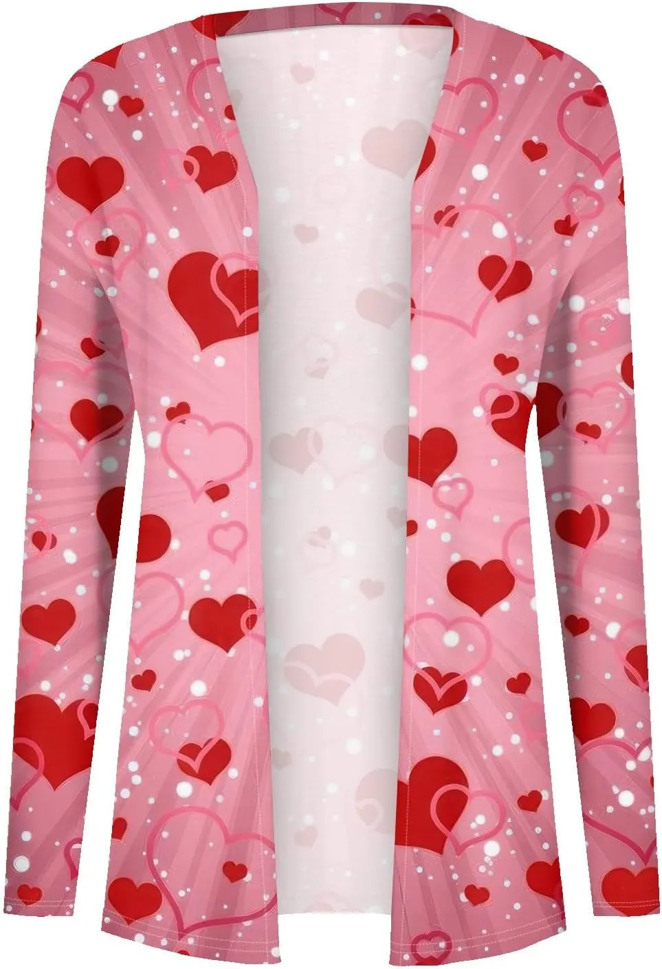 ChicCrate Women's Fashion Casual Open Front Long Sleeve Heart Print Cardigans Valentines Outerwear