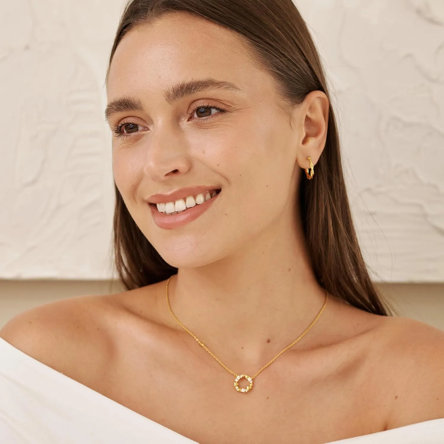 Circle Heart Pendant Necklace, Sterling Silver, Cubic Zirconia, Dainty Gold Necklace for Women - High School Graduation Gifts for Her, College Graduation Gifts, Graduation Gift