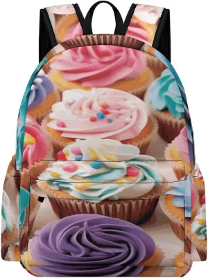 Classical Travel Backpack,Birthday Cupcakes Print Personal Item Backpack,Spacious And Durable Backpacks for Work And Travel