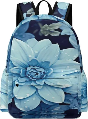 Classical Travel Backpack,Blue Flower Print Personal Item Backpack,Spacious And Durable Backpacks for Work And Travel