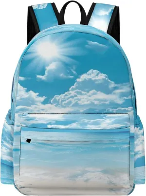 Classical Travel Backpack,Blue Tropical Seascape Print Personal Item Backpack,Spacious And Durable Backpacks for Work And Travel