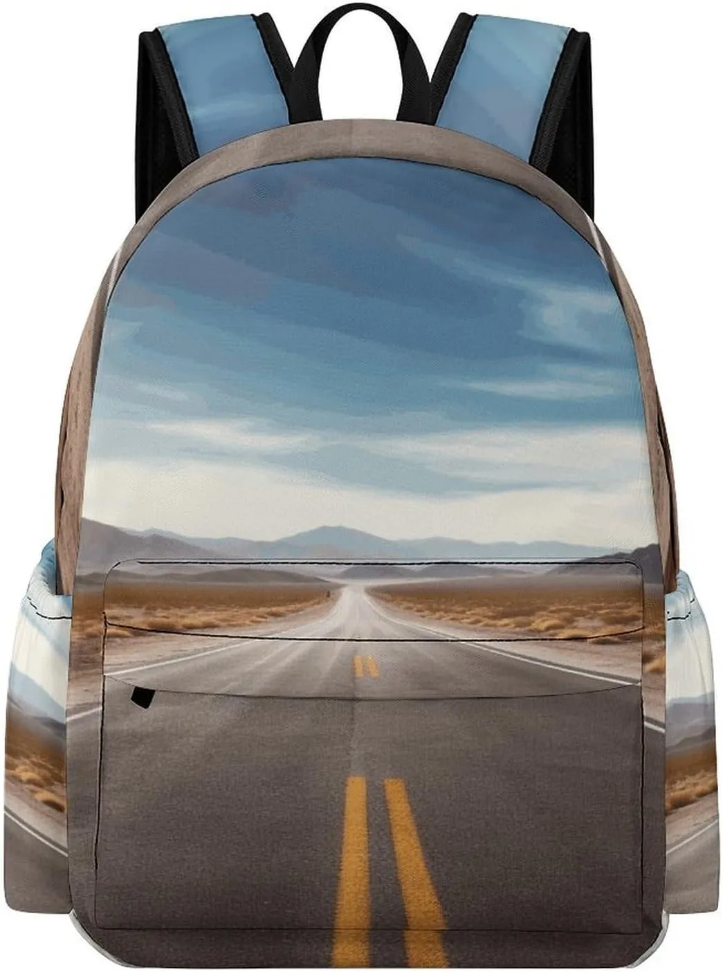 Classical Travel Backpack,Desert Landscape Highway Print Personal Item Backpack,Spacious And Durable Backpacks for Work And Travel