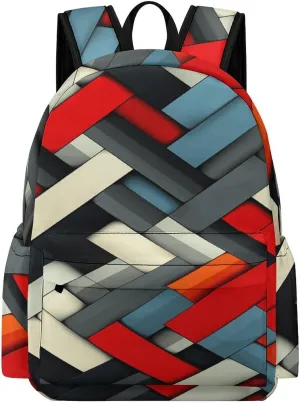 Classical Travel Backpack,Diagonal Geometric Print Personal Item Backpack,Spacious And Durable Backpacks for Work And Travel