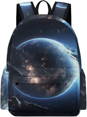 Classical Travel Backpack,Earth And Moon Print Personal Item Backpack,Spacious And Durable Backpacks for Work And Travel
