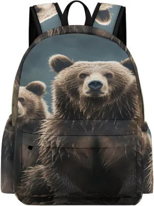 Classical Travel Backpack,Encounter Animal Bear Print Personal Item Backpack,Spacious And Durable Backpacks for Work And Travel