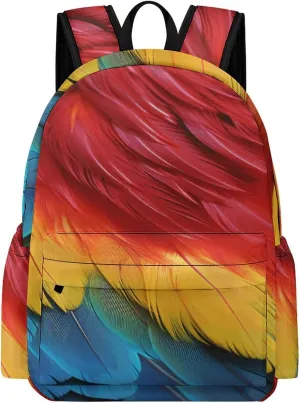Classical Travel Backpack,Fantastic Parrot Feather Print Personal Item Backpack,Spacious And Durable Backpacks for Work And Travel