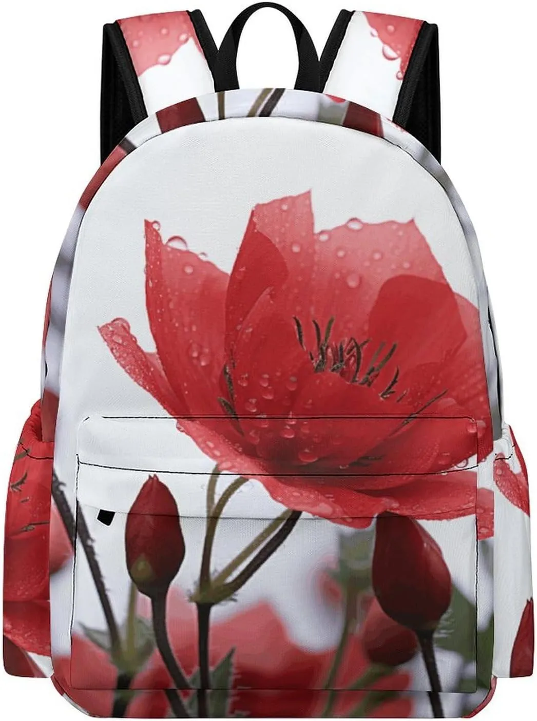 Classical Travel Backpack,Red Flower Bud Print Personal Item Backpack,Spacious And Durable Backpacks for Work And Travel