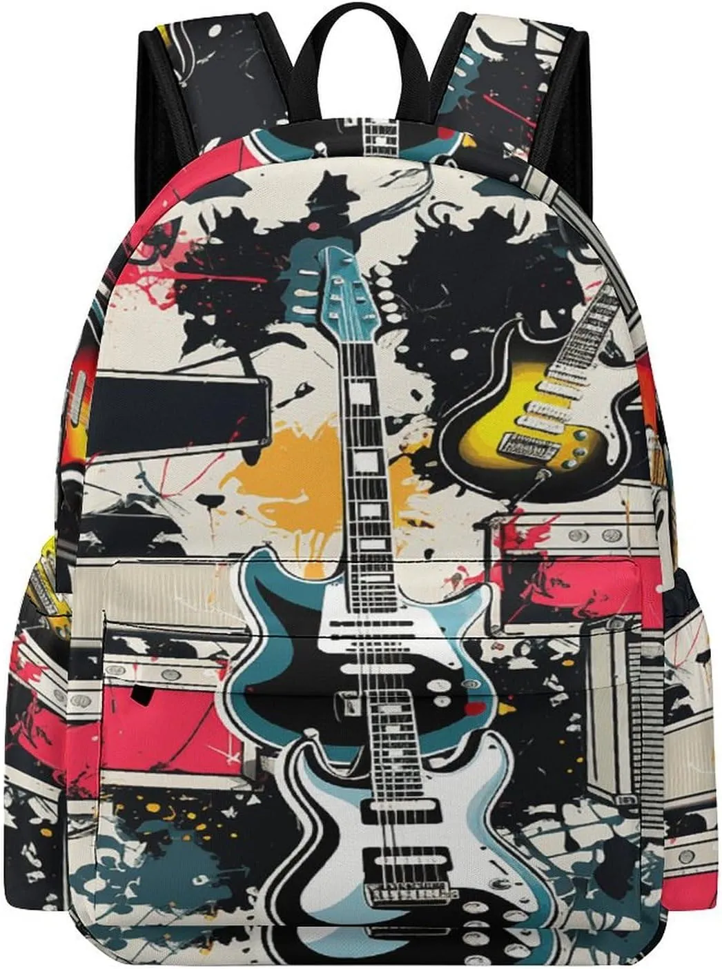 Classical Travel Backpack,Rock Music Pattern Print Personal Item Backpack,Spacious And Durable Backpacks for Work And Travel