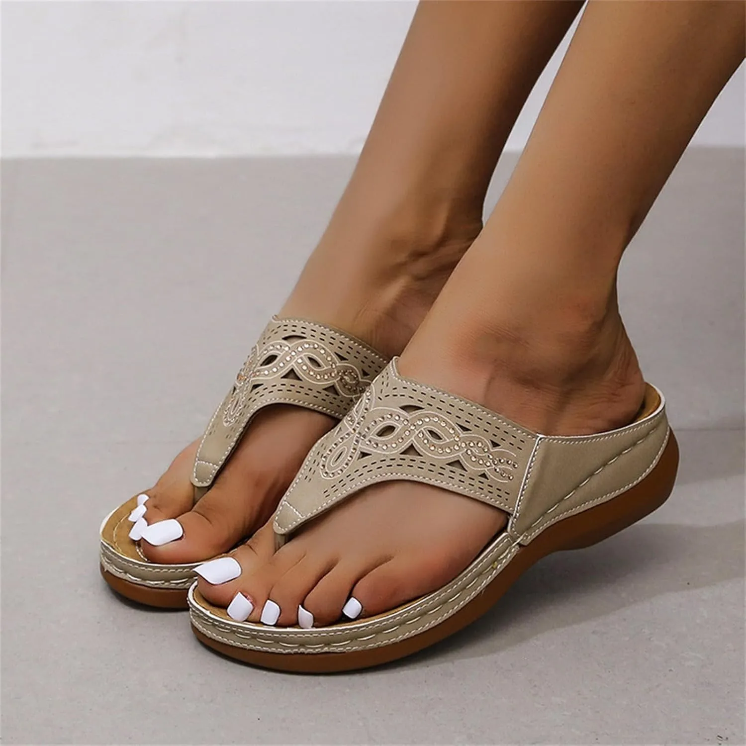 Comfortable Sandals Women Arch Support Summer Walking Beach Orthopedic Slide Adjustable Strap Casual Outdoor Platform Flip Flops Lightweight Hiking Sport