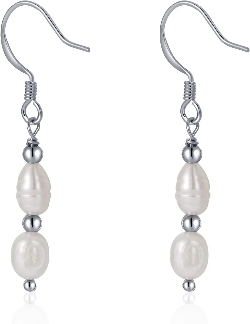 Cowlyn Pearl Earrings 925 Silver Hook Long Tassel Threader Baroque Cultured Pearls Drop Dangle Statement Vintage Wedding Jewelry for Women
