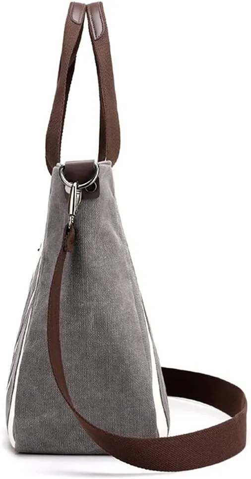 Crossbody Bag for Women Cotton Canvas Shoulder Bag Top Handle Handbag Striped Satchel Retro Casual Purse