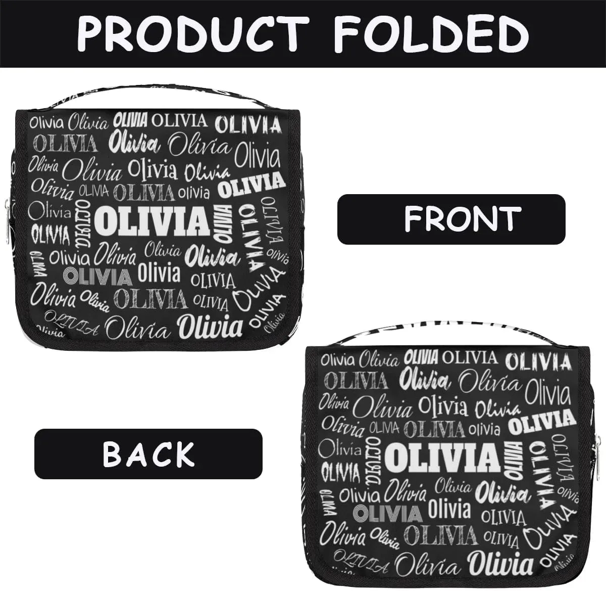 Custom Travel Toiletry Bag with Hanging Hook, Spacious Waterproof Toiletry Bag for Men for Travel Accessories, Toiletries Essentials, Solid Black Background