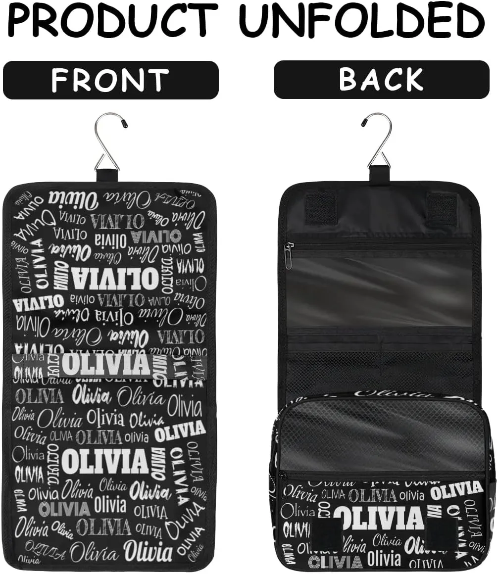 Custom Travel Toiletry Bag with Hanging Hook, Spacious Waterproof Toiletry Bag for Men for Travel Accessories, Toiletries Essentials, Solid Black Background