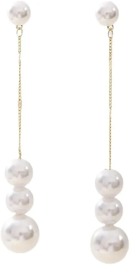 Delicate Pearl Dangle Earrings for Women Long Chain Pearl Styled Earrings Pearl Tassel Threader Earrings Jewelry for Wedding Party