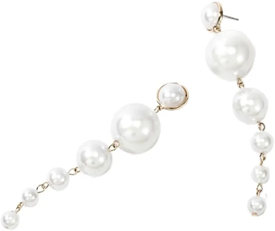 Delicate Pearl Dangle Earrings for Women Long Chain Pearl Styled Earrings Pearl Tassel Threader Earrings Jewelry for Wedding Party