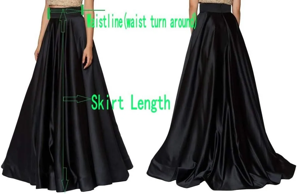 Diydress Womens Long Satin Skirts with Train Floor Length High Waist Formal Prom Party Skirts Back Zipper Closure