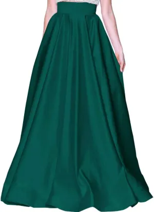 Diydress Womens Long Satin Skirts with Train Floor Length High Waist Formal Prom Party Skirts Back Zipper Closure