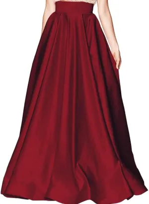 Diydress Womens Long Satin Skirts with Train Floor Length High Waist Formal Prom Party Skirts Back Zipper Closure