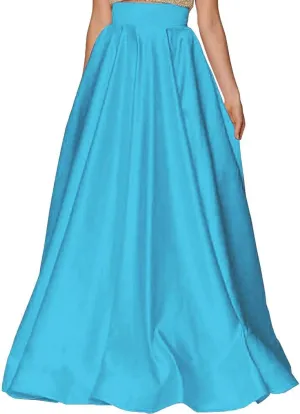 Diydress Womens Long Satin Skirts with Train Floor Length High Waist Formal Prom Party Skirts Back Zipper Closure