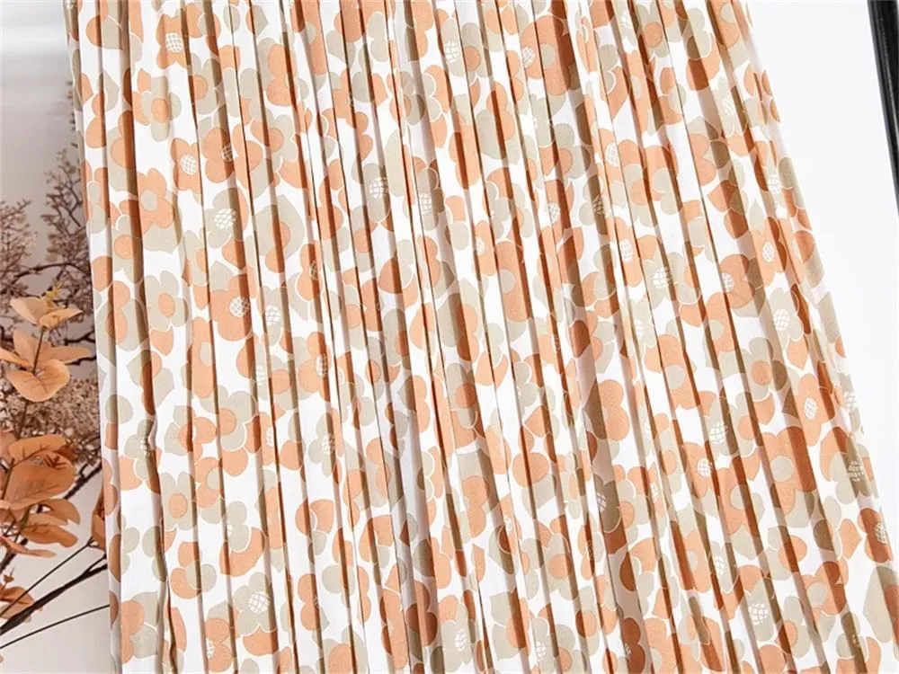 Dvbfufv Women Elastic High Waist Chiffon Pleated Skirts Womens Summer Casual Print Midi Skirt