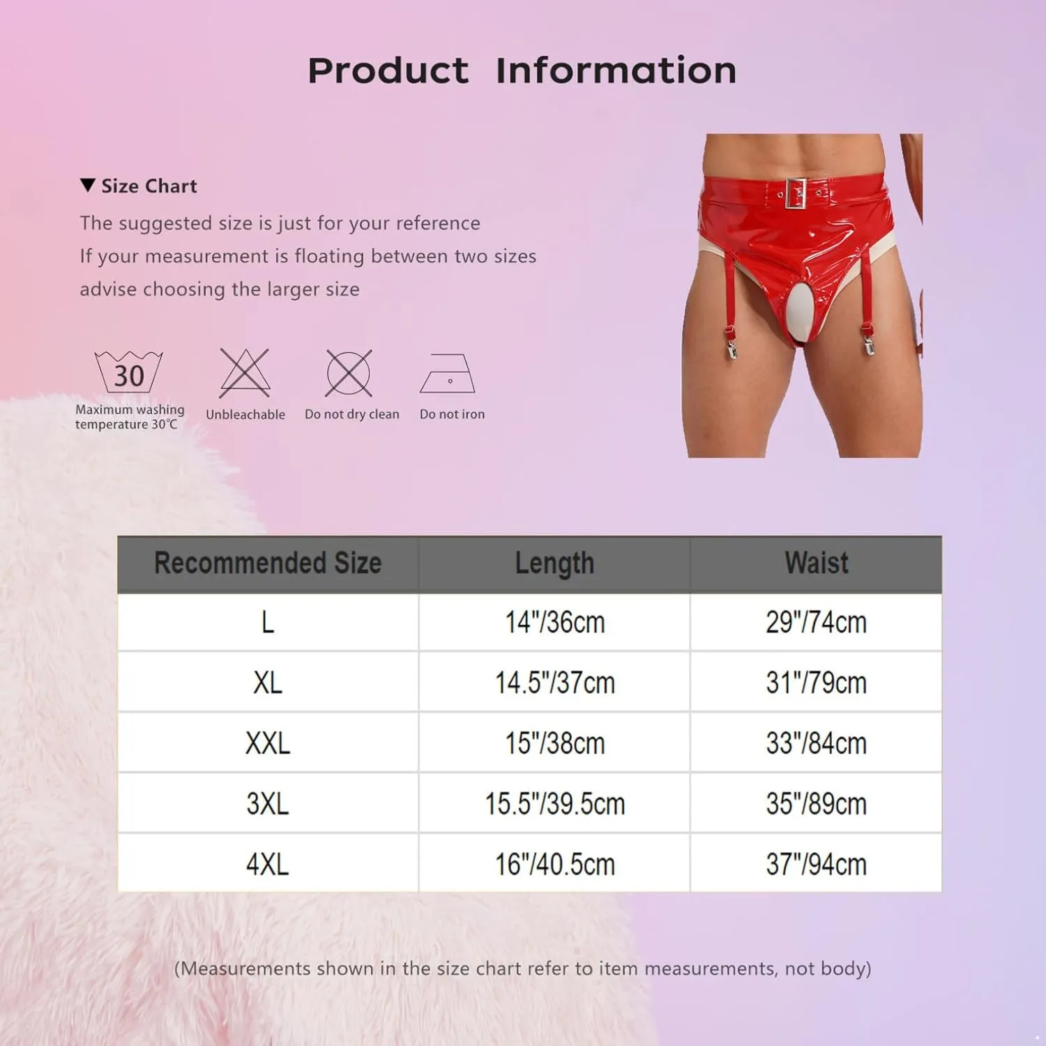 easyforever Men's Sexy Patent Leather Open Crotch Underwear High Waist Briefs with Garter Clips