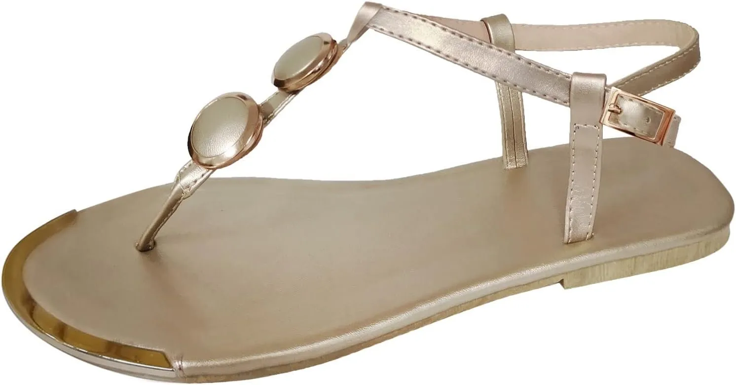 Eduavar Sandals for Women Casual Summer, Womens Sandals Casual Summer Comfortable Roman Flip Flops Flat Sandals with Strap