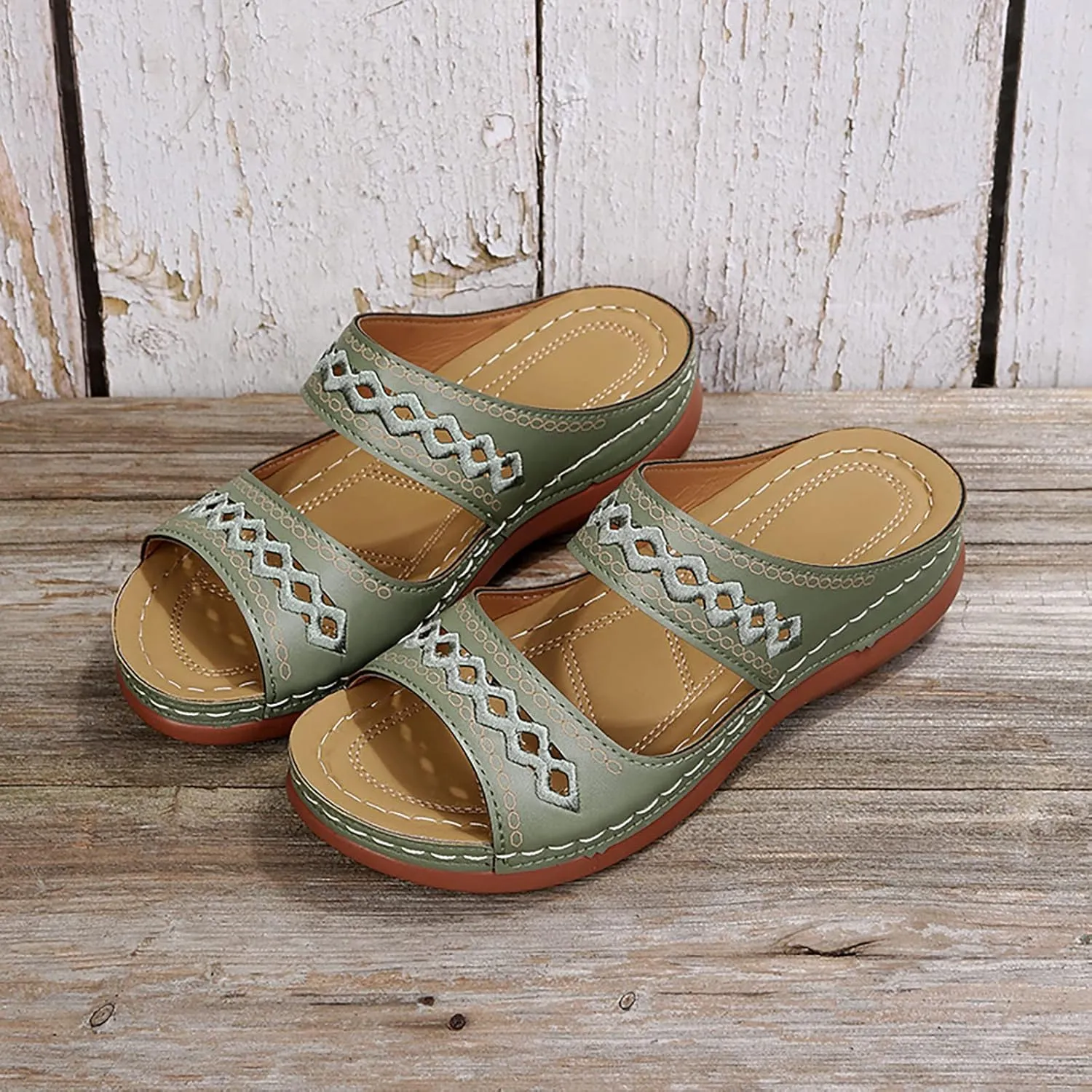 Eduavar Wedge Sandals for Women Dressy, Womens Sandals Comfortable Slip On Sandals Open Toe Slip On Walking Sandals Shoes