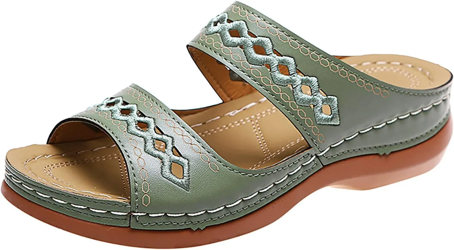 Eduavar Wedge Sandals for Women Dressy, Womens Sandals Comfortable Slip On Sandals Open Toe Slip On Walking Sandals Shoes