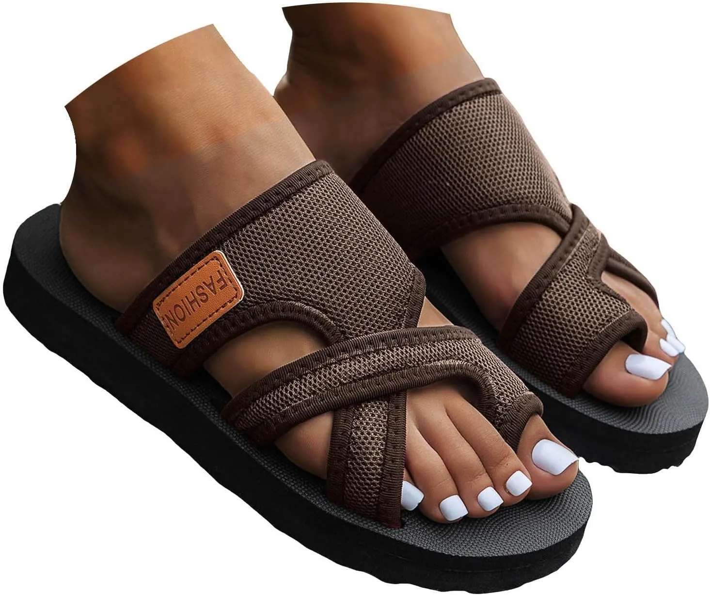 Eduavar Womens Sandals Summer Fashion 2025 Wide Beach Breathable Comfortable Mesh Hollow Mesh Slide Sandls Orthopedic Shoes