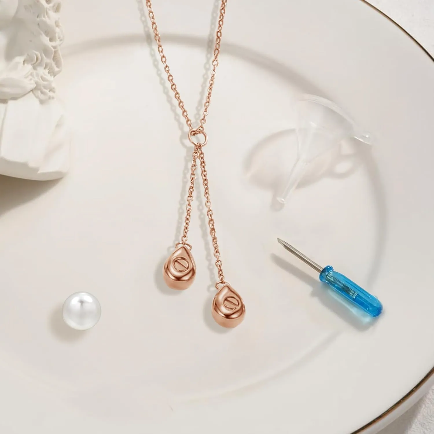 Engraved Dual Teardrop Urn Necklace for Ashes Necklace for Women with Name Cremation Keepsakes Pet Ashes Human Ashes Holders Memorial Pendant Jewelry