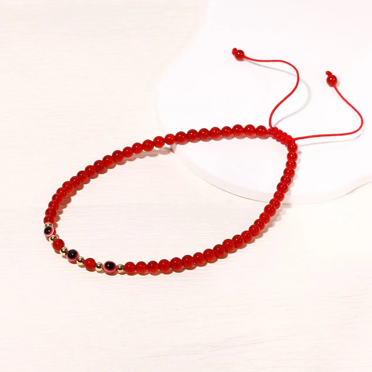 Evil Eye Ankle Bracelets for Women Beads Anklets Beach Accessiory Gemstone Healing Crystal Adjustable