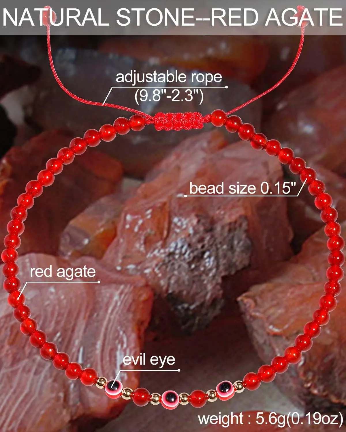 Evil Eye Ankle Bracelets for Women Beads Anklets Beach Accessiory Gemstone Healing Crystal Adjustable
