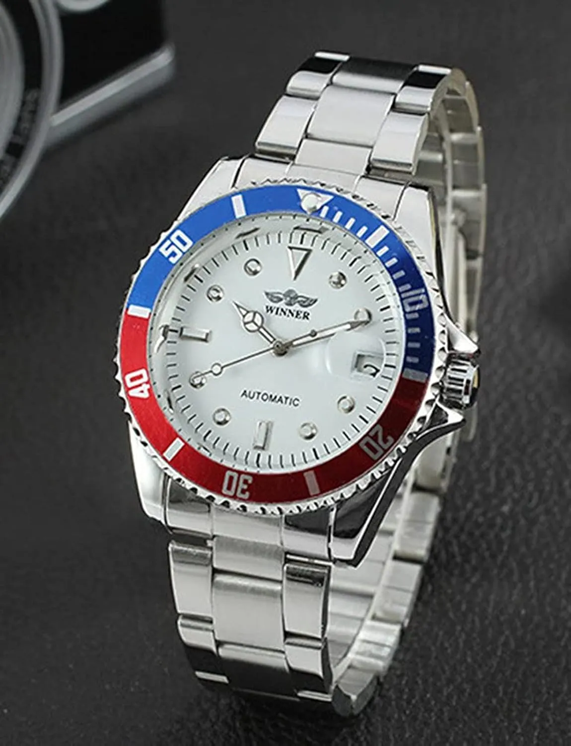 FANMIS Fashion Business Men's Watches Calendar Stainless Steel Automatic Mechanical Wrist Watches