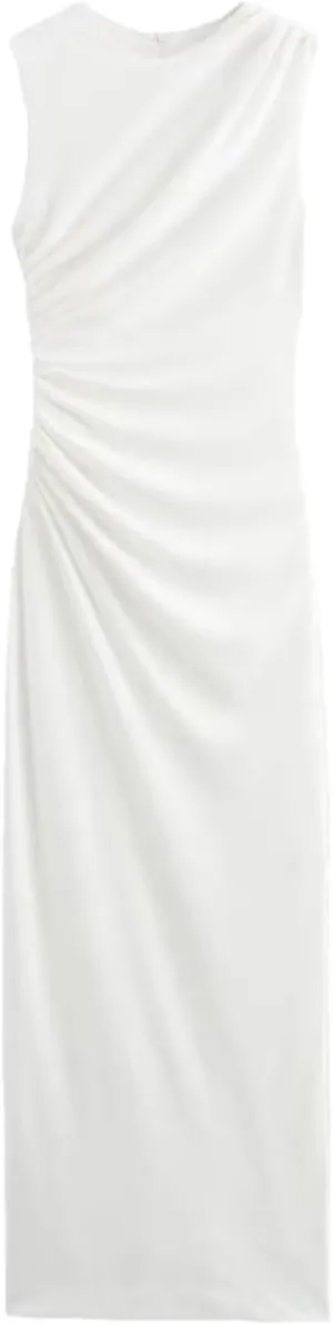 Fashion Women's Elegant Pleated Decorative Midi Dress Street Style Tie-Dye Long Skirt