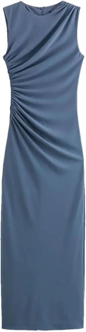 Fashion Women's Elegant Pleated Decorative Midi Dress Street Style Tie-Dye Long Skirt