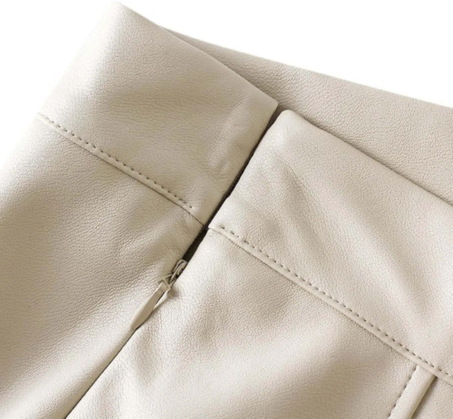 Faux Leather Skirts for Women Pleated High Waist A Line Summer Casual Trendy Business Elegant Midi Skirt with Pockets