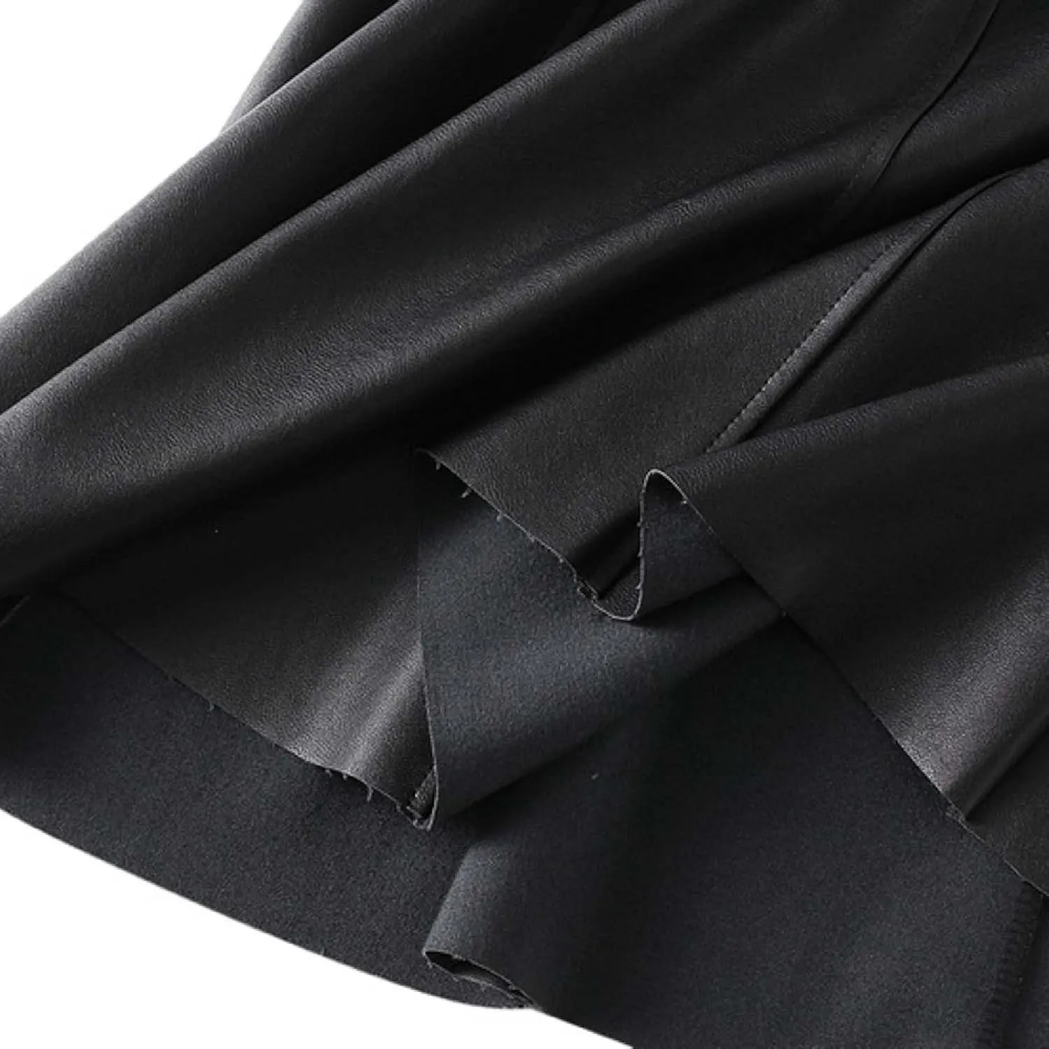 Faux Leather Skirts for Women Pleated High Waist A Line Summer Casual Trendy Business Elegant Midi Skirt with Pockets