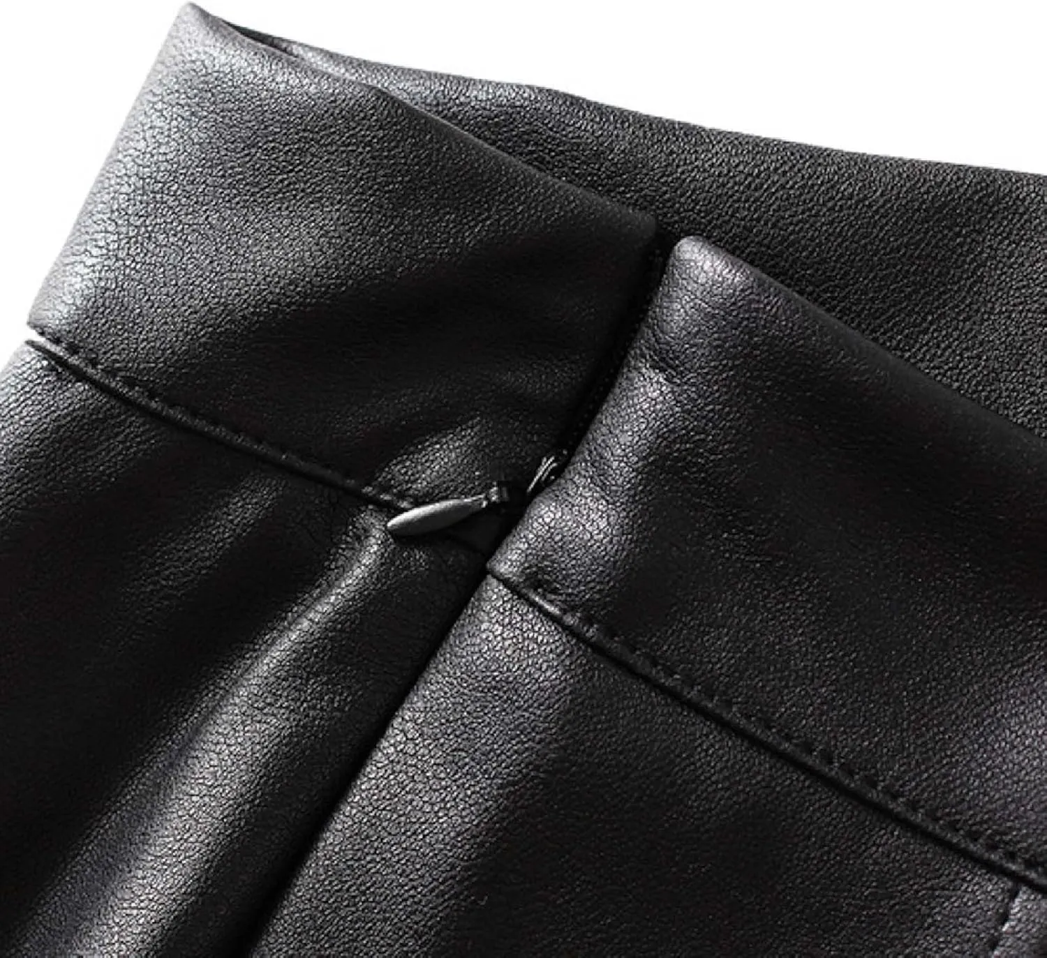 Faux Leather Skirts for Women Pleated High Waist A Line Summer Casual Trendy Business Elegant Midi Skirt with Pockets
