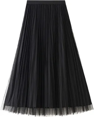 Faux Leather Skirts for Women Pleated High Waist A Line Summer Casual Trendy Business Elegant Midi Skirt with Pockets