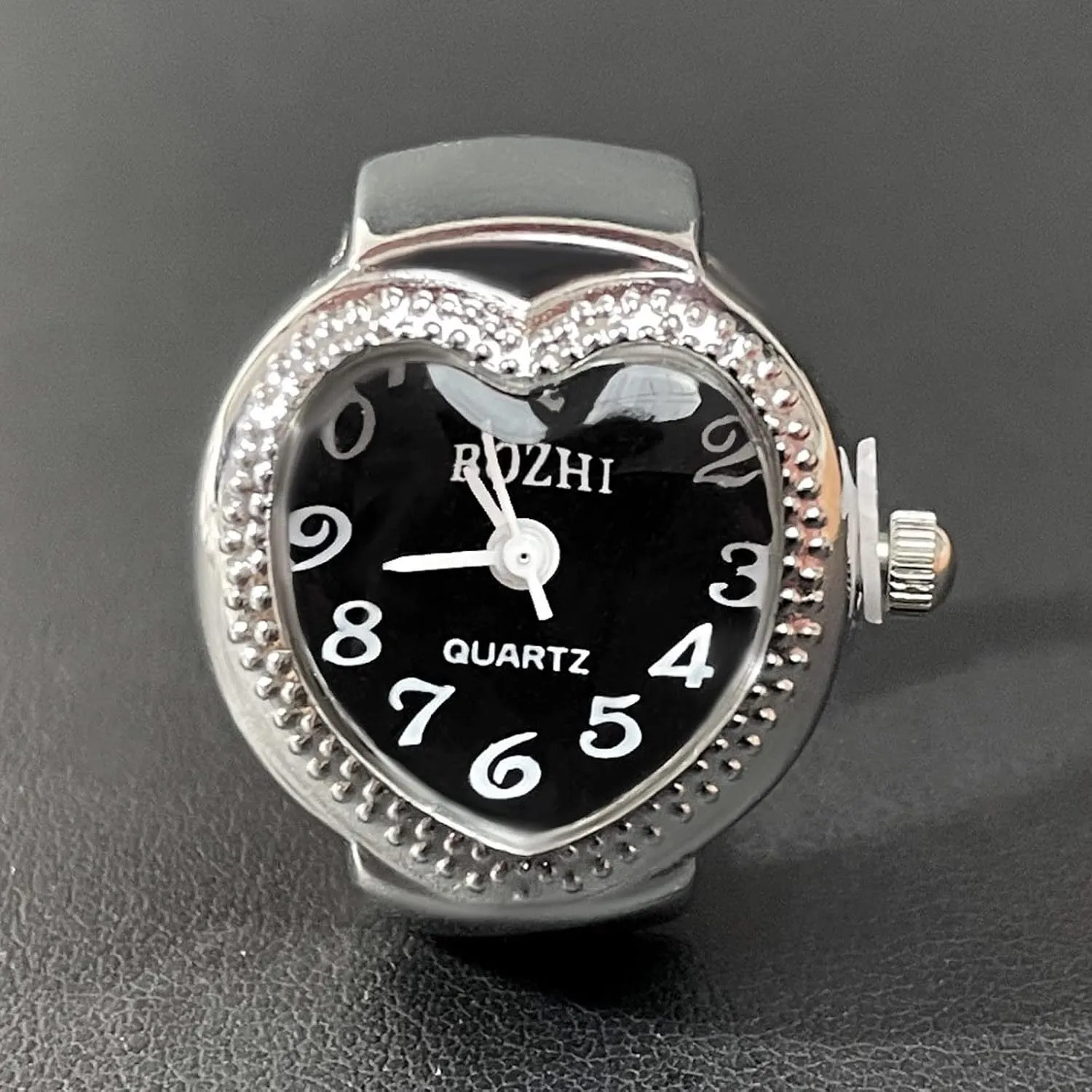 Finger Watches Ring for Men Women Adjustable Clock Rings Creative Elastic Round Quartz Finger Ring Watches