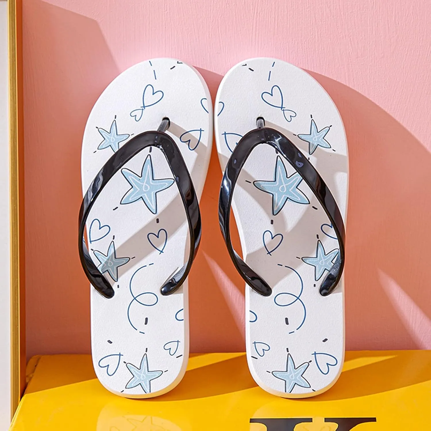 Flip Flops for Women with Arch Support Men And Women Flat Sandals Fashion Beach Clip Toe Herringbone Slippers Breathable Non Positioning Printing Slippers