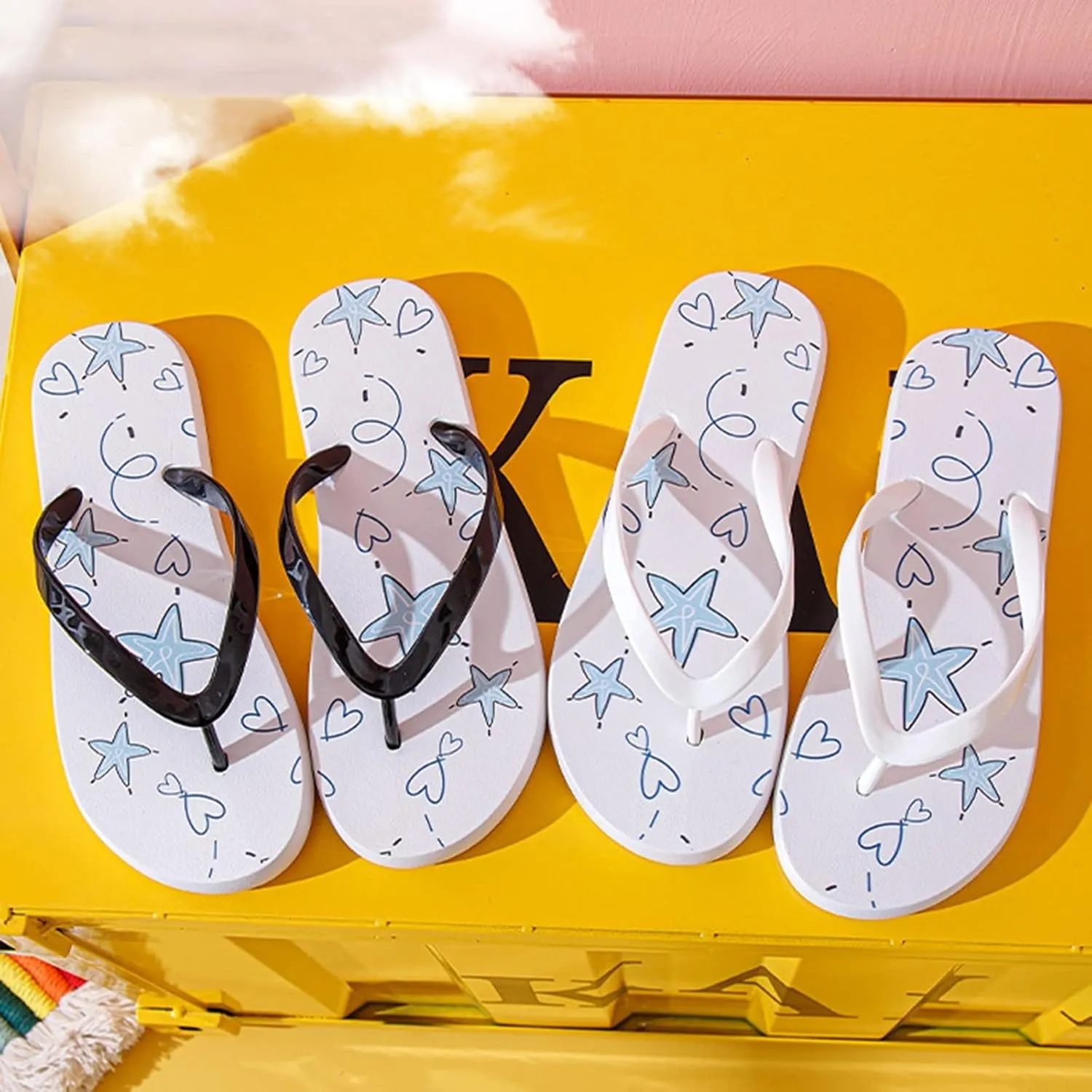 Flip Flops for Women with Arch Support Men And Women Flat Sandals Fashion Beach Clip Toe Herringbone Slippers Breathable Non Positioning Printing Slippers