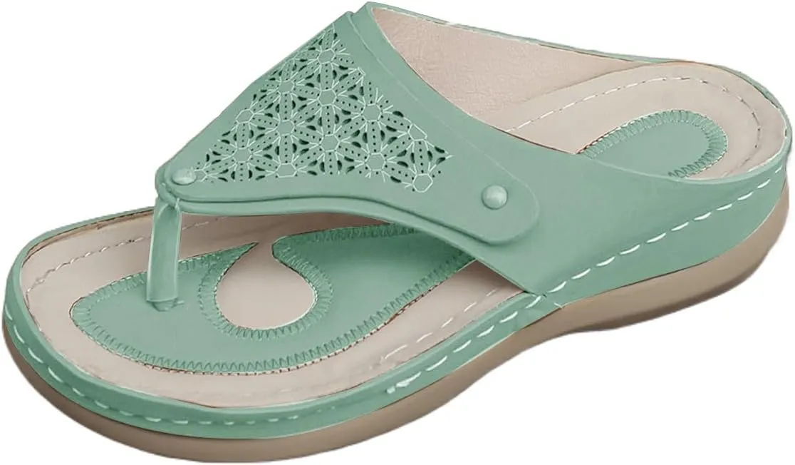 Flip Flops for Women with Arch Support Wide Width Roman Sandals Orthopedic Slippers Comfort Slides for Summer Vacation Dressy Casual Sandals Thong Flat Sandal Non-Slip Beach Slippers Lightweight