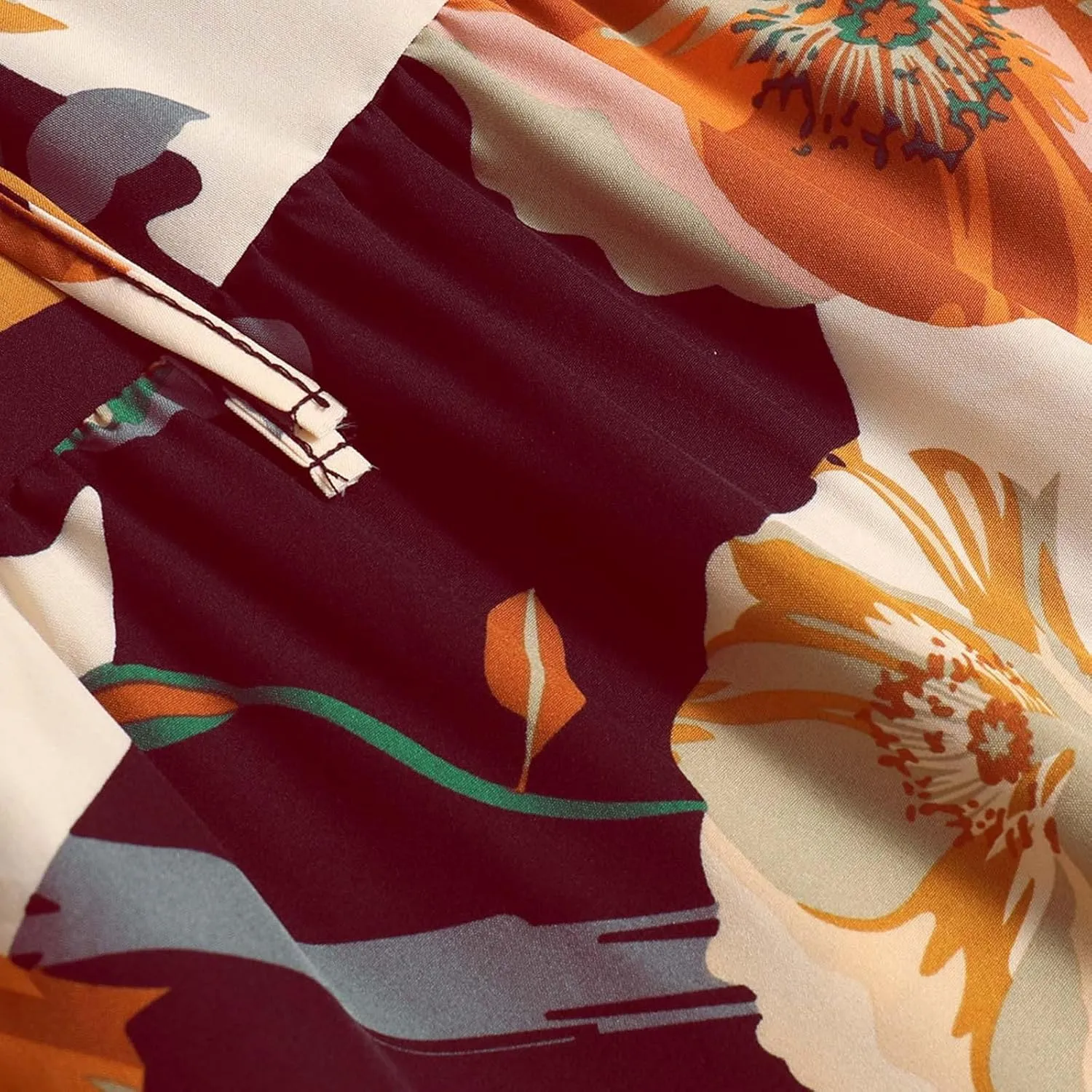 Floral Maxi Skirt for Women Casual Summer Drawsting High Waisted A Line Skirts Flowy Beach Vacation Boho Skirt