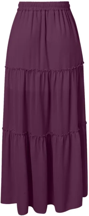 Floral Maxi Skirt for Women Casual Summer Drawsting High Waisted A Line Skirts Flowy Beach Vacation Boho Skirt