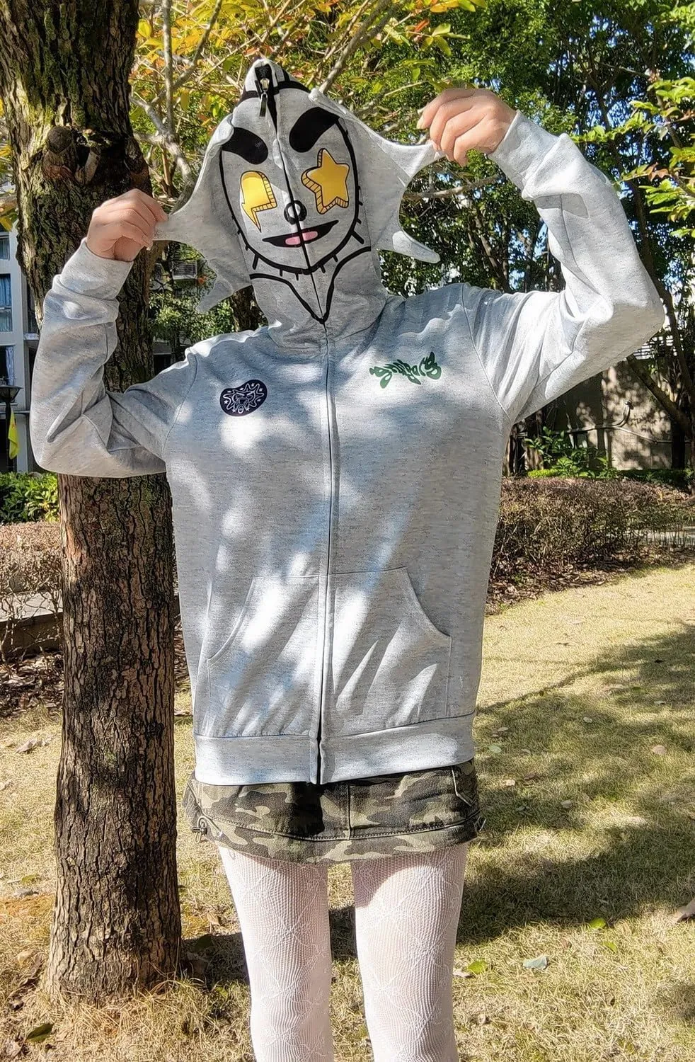 Fun Multi Angle Full Zip Up Hoodie for Men Women y2k Over Face Graphic Hoodies Retro Lazy Style Hoodie